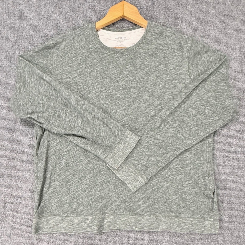 Vince Men's XL Green 100% Cotton Crewneck Sweatshirt Pullover